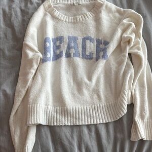 Z Supply Cream and Blue Beach Sweater